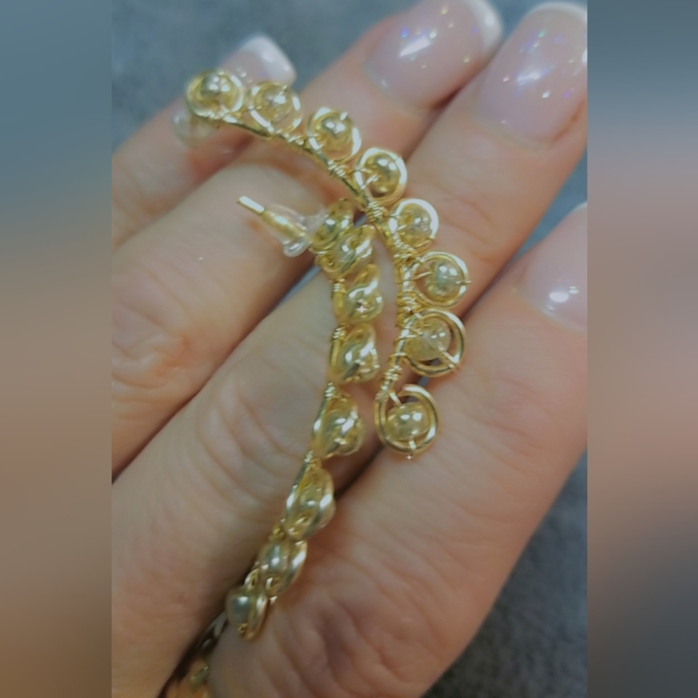 Earrings with gold glass beads Handmade